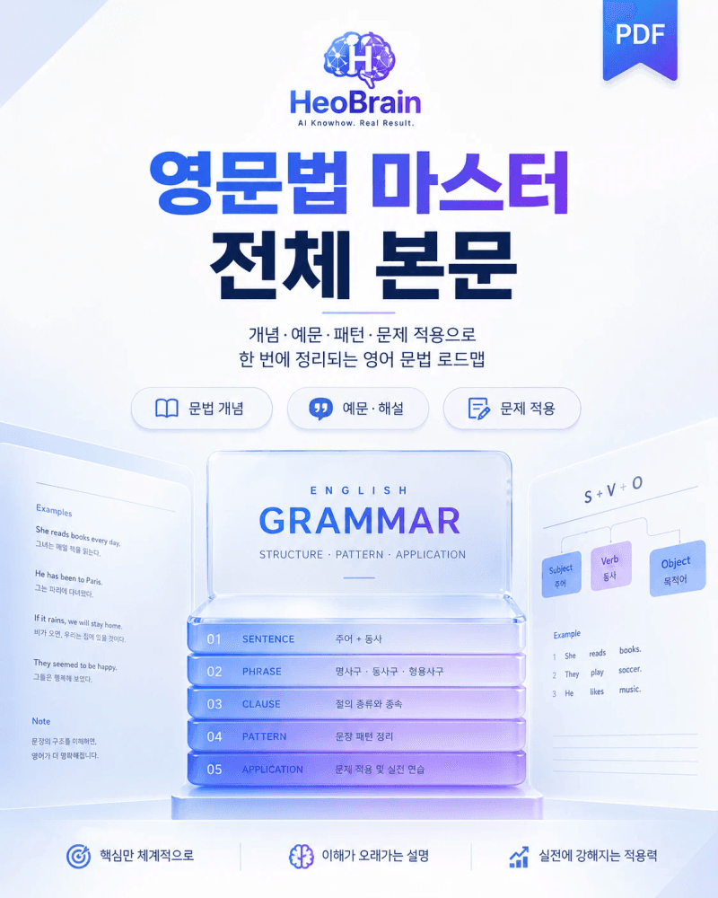 영어 문법 마스터 — 시험장에서 그대로 꺼내 쓰는 18챕터 (한국어판+영어판, 무료)